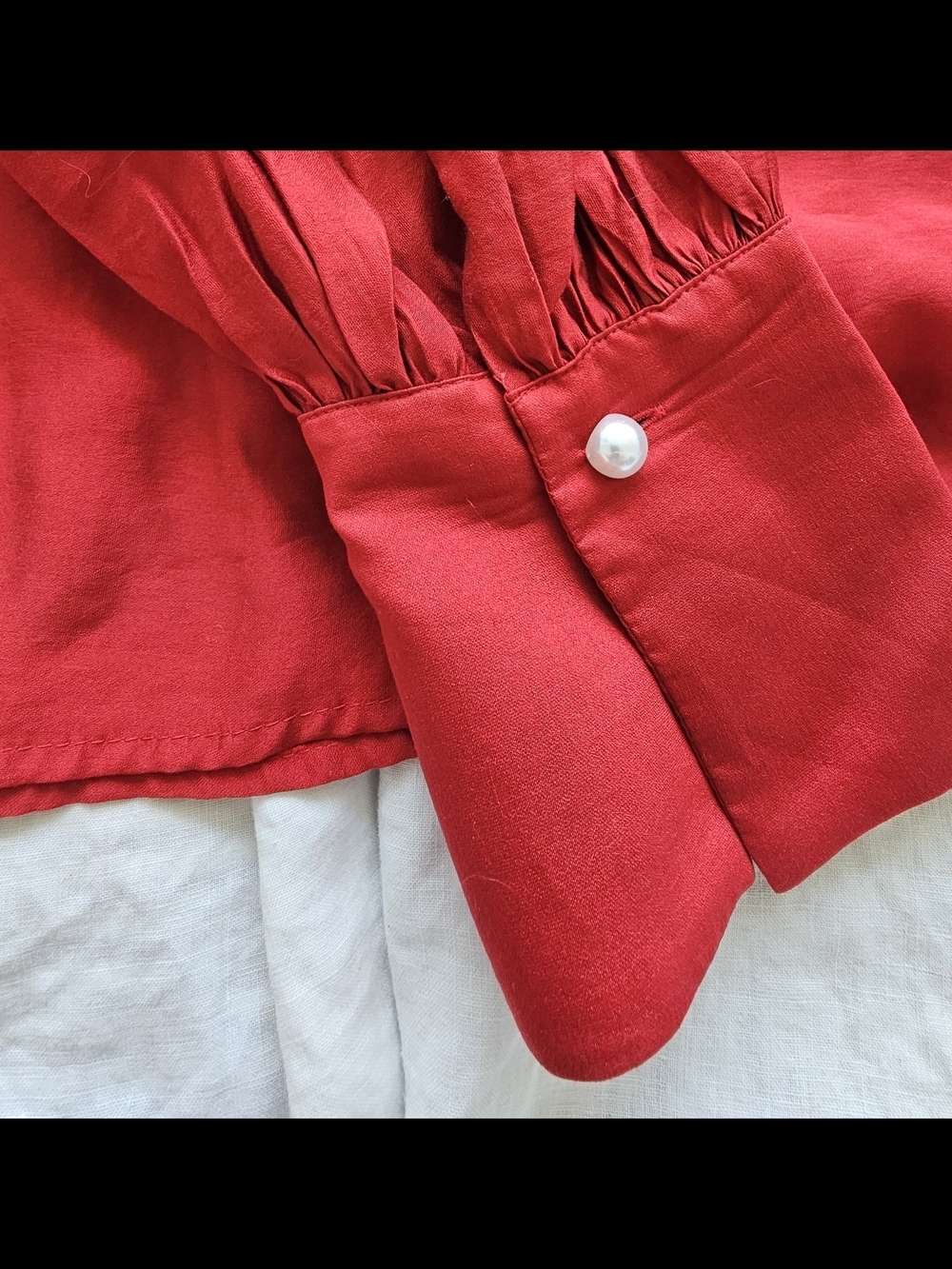 H&M Red Long-Sleeve Peasant Blouse Size L - Picture 6 of 7